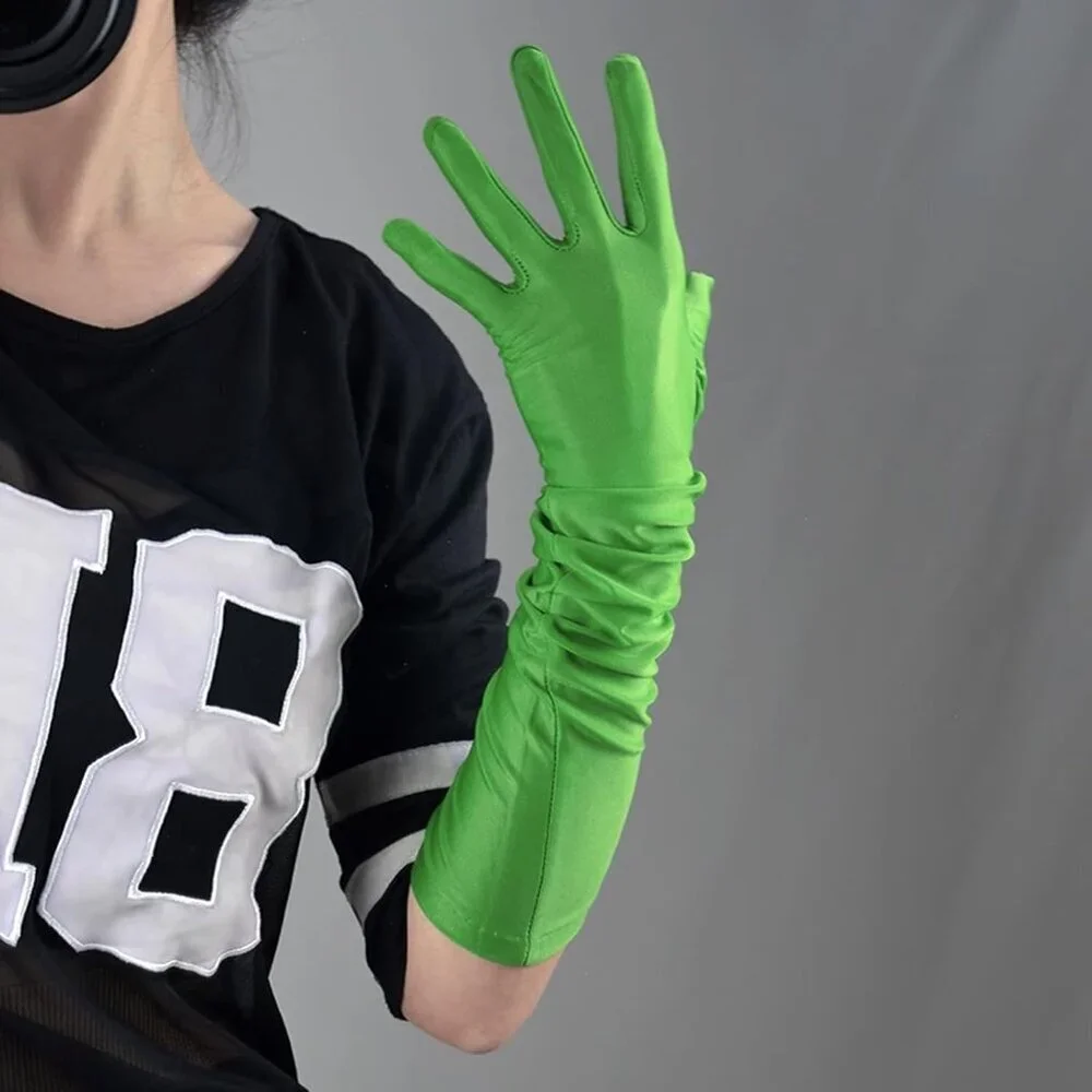 Long Green Gloves Spandex Costume Accessory for Cosplay Halloween Party